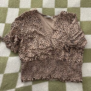 Abercrombie & Fitch Animal Print Smocked Blouse